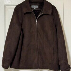 Perry Ellis Portfolio Men's Brown Faux Suede‎ and Fur Lining Jacket size Large